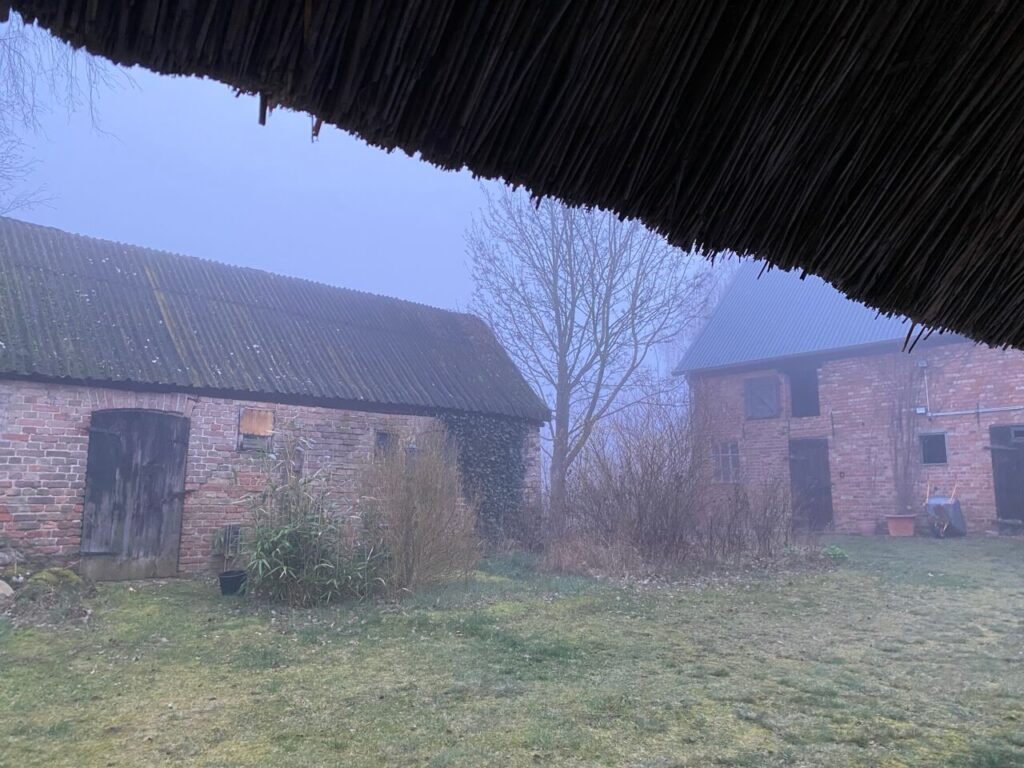 Eichhof Cottage im Nebel 