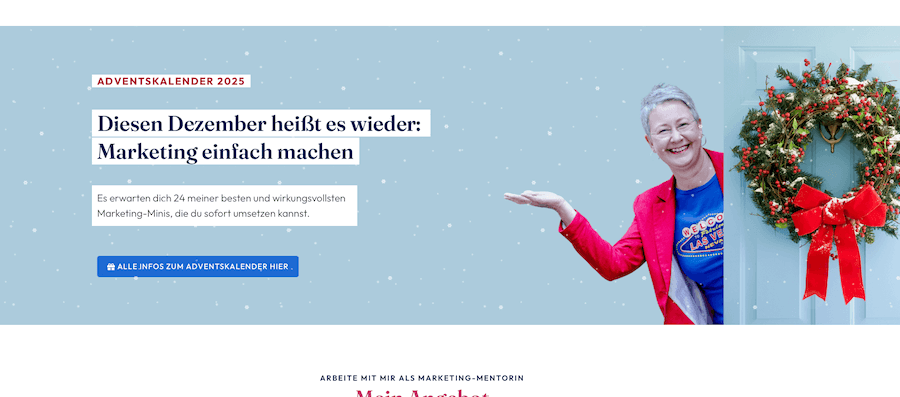 Schaufenster auf meiner Webseite mit dem Adventskalender
